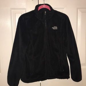Black Womens furry The North face jacket.